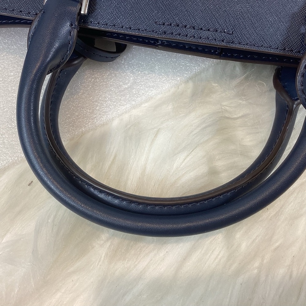 MICHAEL KORS CHARLOTTE MED SAFFIANO LEATHER SATCHEL TOTE BAG BLUE - Picture 10 of 10